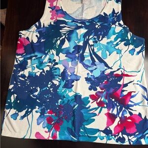 Chico's Blue and Pink Floral Tank Top